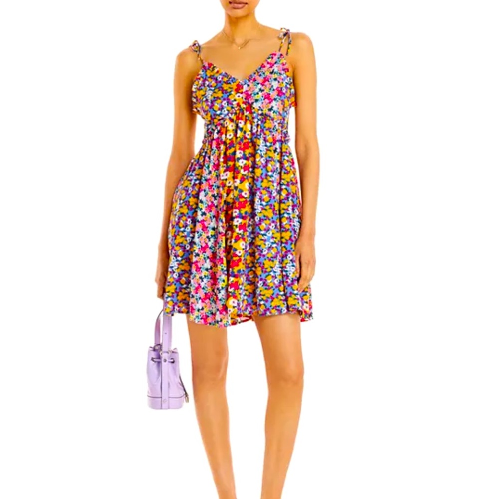 Aqua Multi colored Floral summer dress size L